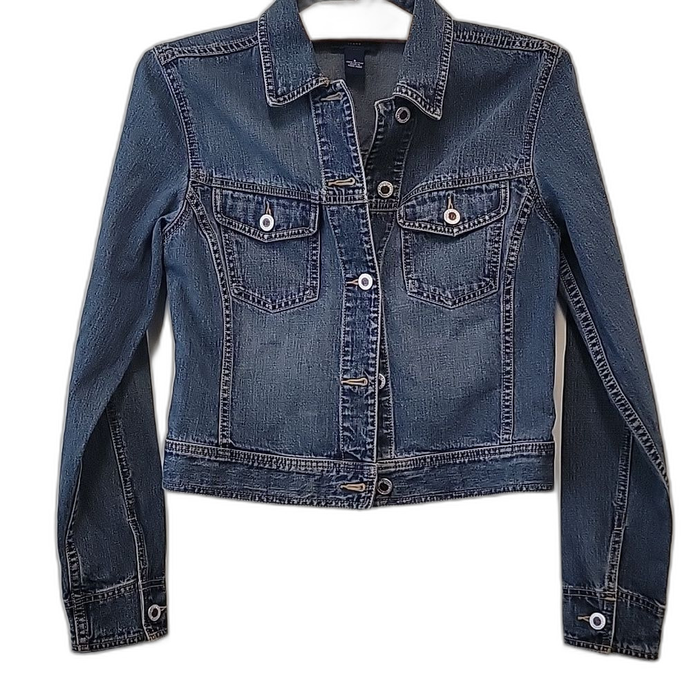 Ann Taylor Fitted Blue Denim Jacket | 90s Y2K
